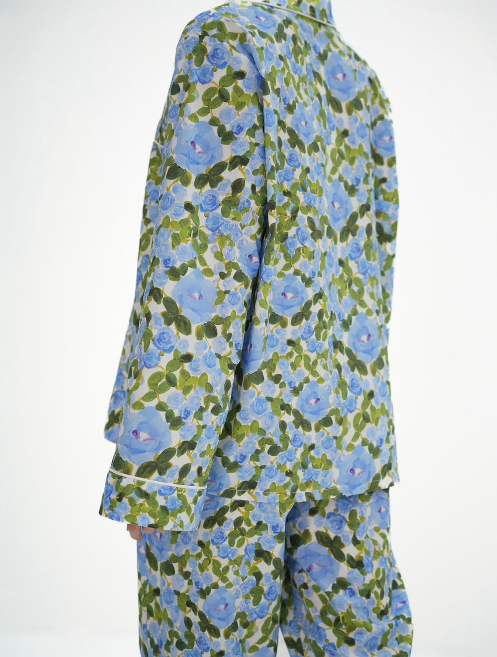 Sky blue  - Cotton Long Pajama Set