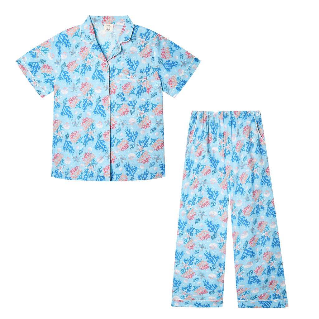 Ocean - Short Sleeve cotton Comfort Set (Long Pants)