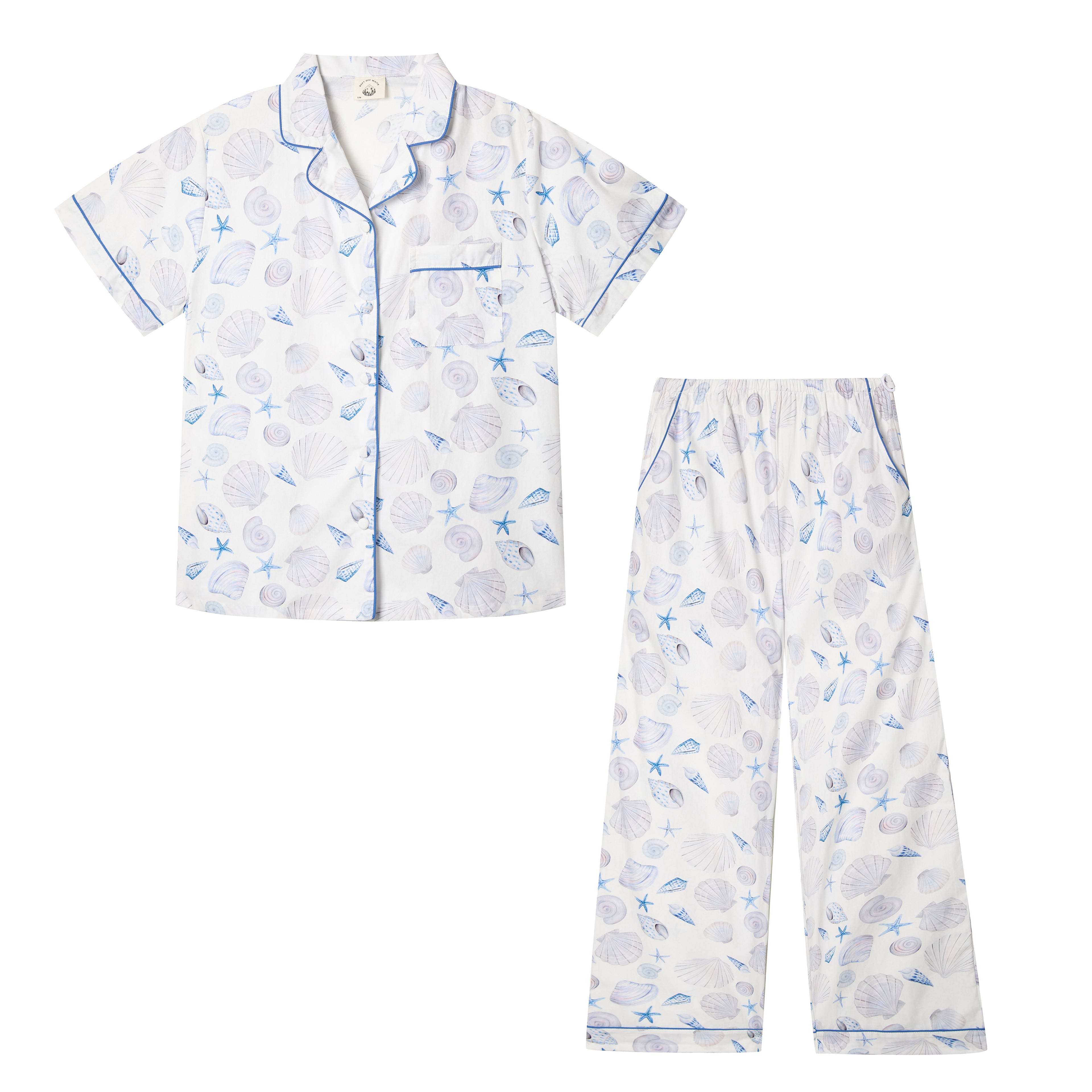 Seashell - Short Sleeve Cotton Comfort Set (Long pants)